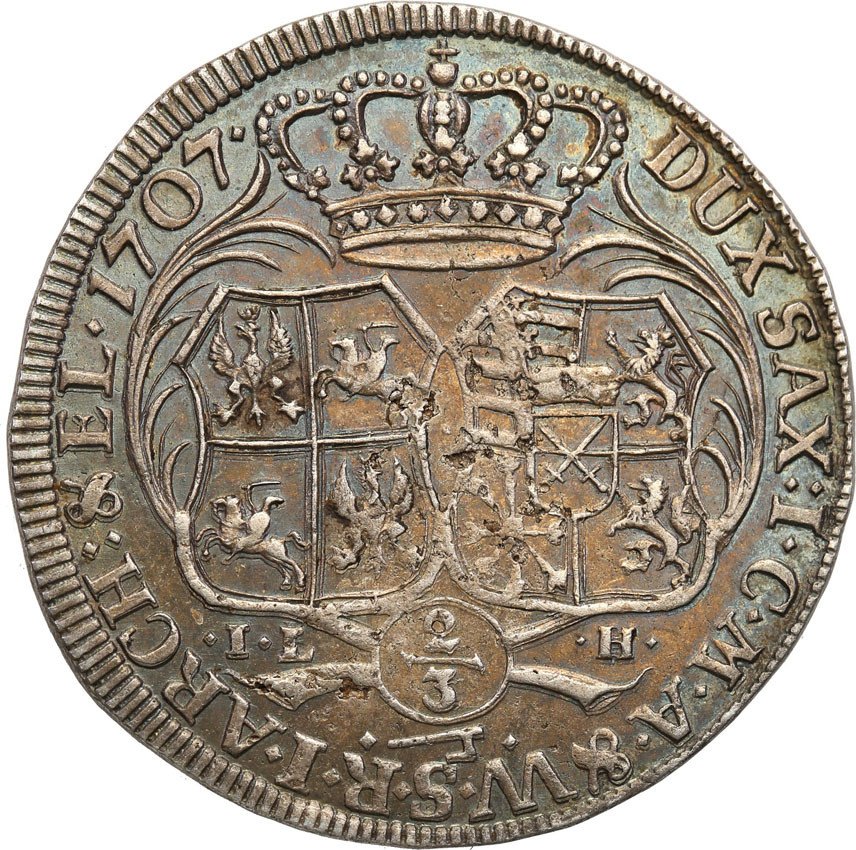 August II Mocny. 2/3 talara (Coselgulden) 1707, Drezno